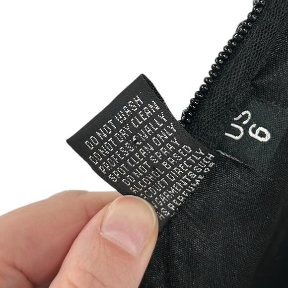 Aleta 738 Black Rhinestone Beaded Plunge Neckline Evening Mini Dress Womens 6 - Picture 8 of 10